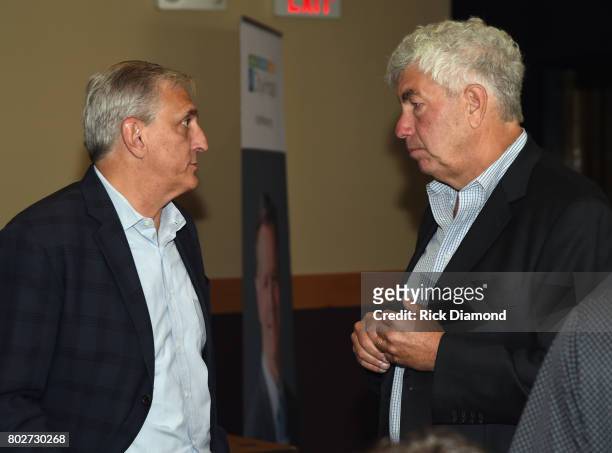 Butch Spyridon CEO/Nashville Convention & Visitors Corp. Chats with Founder Redlight Managment Honoree Coran Capshaw during City of Hope Music, Film...