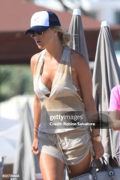 Alex Gerrard wife of Steven Gerrard is sighted on June 28, 2017 in Ibiza, Spain.