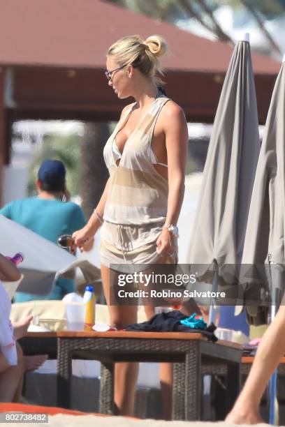 Alex Gerrard wife of Steven Gerrard is sighted on June 28, 2017 in Ibiza, Spain.