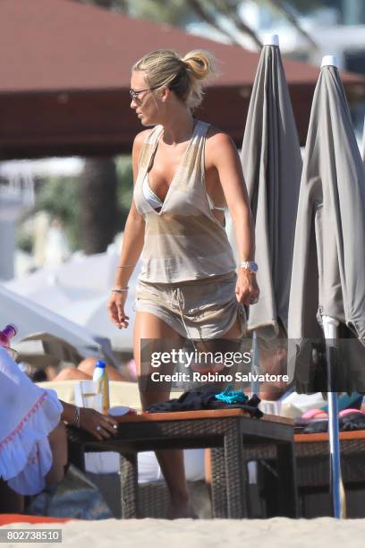 Alex Gerrard wife of Steven Gerrard is sighted on June 28, 2017 in Ibiza, Spain.