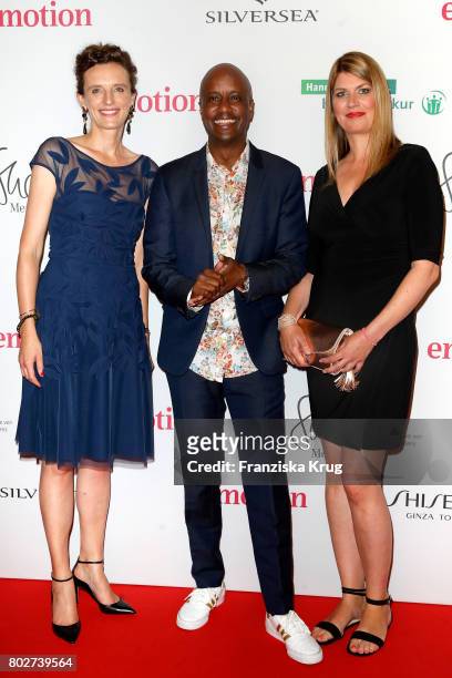 Katarzyna Mol-Wolf, Yared Dibaba and Alexandra Widmer attend the Emotion Award at Laeiszhalle on June 28, 2017 in Hamburg, Germany.