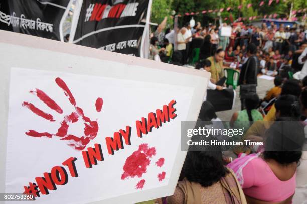 Citizens protest named ‘Not In My Name’ against recent lynching incidents at Madhusudan Mancha on June 28, 2017 in Kolkata, India.