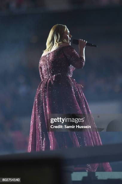 Adele performs at Wembley Stadium on June 28, 2017 in London, England.