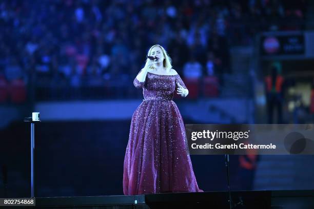 Adele performs at Wembley Stadium on June 28, 2017 in London, England.