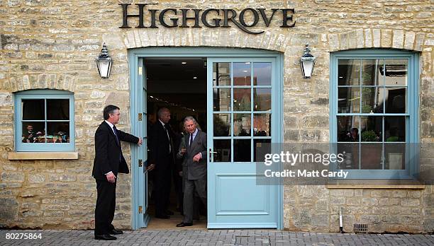 Prince Charles, Prince of Wales leaves the Highgrove shop on Tetbury High Street on March 17, 2008 in Tebury, United Kingdom. The Prince of Wales and...