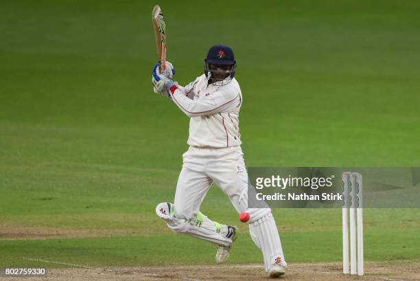 Shivnarine Chanderpaul of Lancashire batting during the Specsavers County Championship Division One match between Warwickshire and Lancashire at...