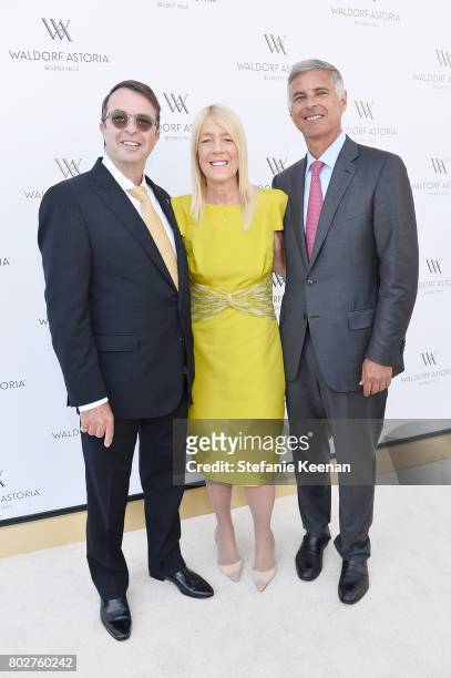 Beny Alagem, Lili Bosse and Chris Nassetta attend Waldorf Astoria Beverly Hills Grand Opening Celebration on June 28, 2017 in Beverly Hills,...
