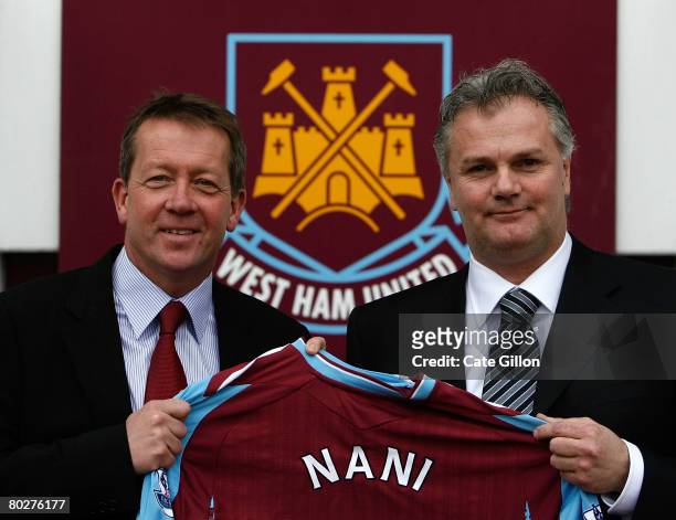 March 17: Manager Alan Curbishley and Gianluca Nani after Nani is announced as the new West Ham United Technical Director during a photocall at Upton...