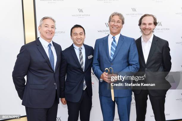 Steve Upchurch; Alvin Chen; Andy Cohen and Bryan Oakes attend Waldorf Astoria Beverly Hills Grand Opening Celebration on June 28, 2017 in Beverly...