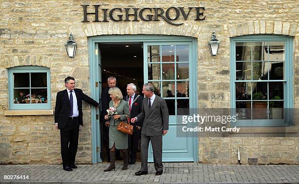 Prince Charles, Prince of Wales and Camilla, Duchess of Cornwall leave the Highgrove shop on Tetbury High Street on March 17 2008 in Tebury, United...