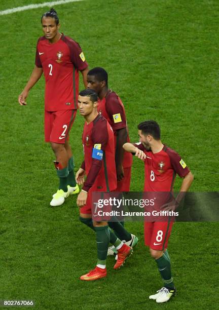 The Portugal team look dejected after the FIFA Confederations Cup Russia 2017 Semi-Final between Portugal and Chile at Kazan Arena on June 28, 2017...