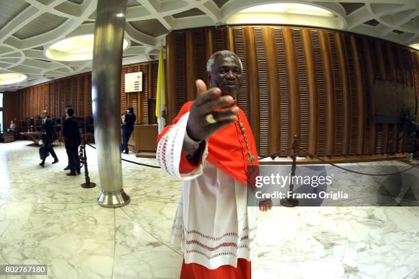 Ghanaian cardinal Peter Turkson attends the courtesy visits at the Paul VI Hall on June 28, 2017 in Vatican City, Vatican. Pope Francis installed 5...