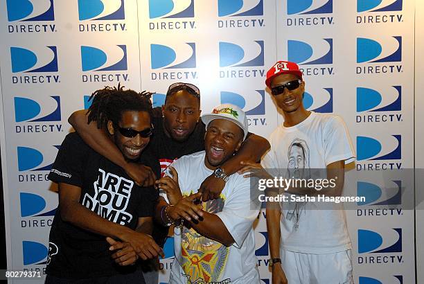 Rappers Jammer, Chrome, Footsie and D.Double.E pose backstage at the DirecTV SXSW Live Broadcast on March 14, 2008 at the Austin Convention Center in...