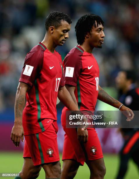 Nani of Portugal looks dejected after missing his sides third penalty during the FIFA Confederations Cup Russia 2017 Semi-Final between Portugal and...