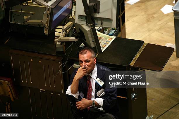 Traders work the floor of the New York Stock Exchange on March 17, 2008 in New York City. Stocks have been volatile on Wall Street following news of...