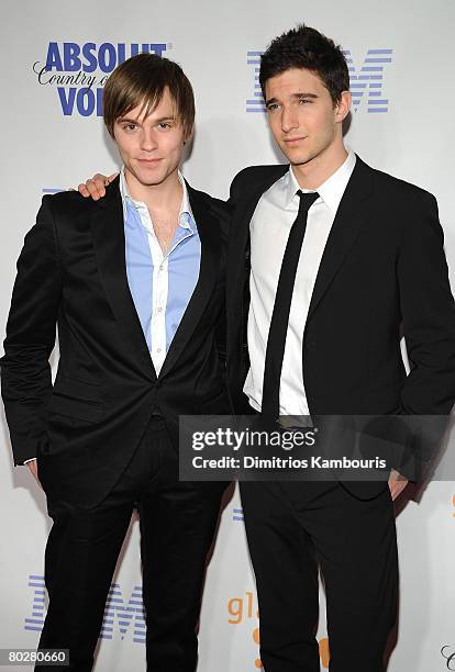 Actors Van Hansis and Jake Silbermann attend the 19th Annual GLAAD Media Awards at the Marriott Marquis on March 17, 2008 in New York City.