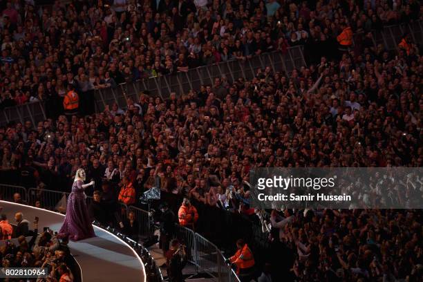 Adele performs at Wembley Stadium on June 28, 2017 in London, England.