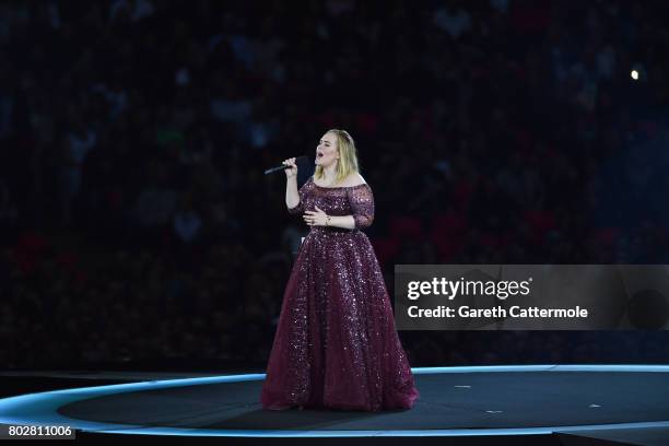 Adele performs at Wembley Stadium on June 28, 2017 in London, England.