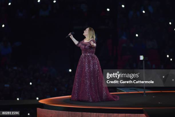 Adele performs at Wembley Stadium on June 28, 2017 in London, England.