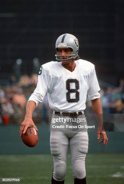 Punter Ray Guy of the Oakland Raiders looks on prior to the start of an NFL football game circa 1977. Guy played for the Raiders/ from 1973-86.