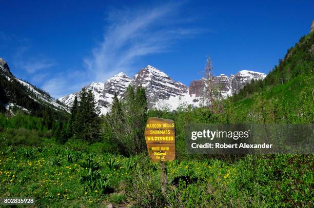 The Maroon Bells near Aspen, Colorado, are two peaks in the Elk Mountains - Maroon Peak and North Maroon Peak. They are located in the Maroon...