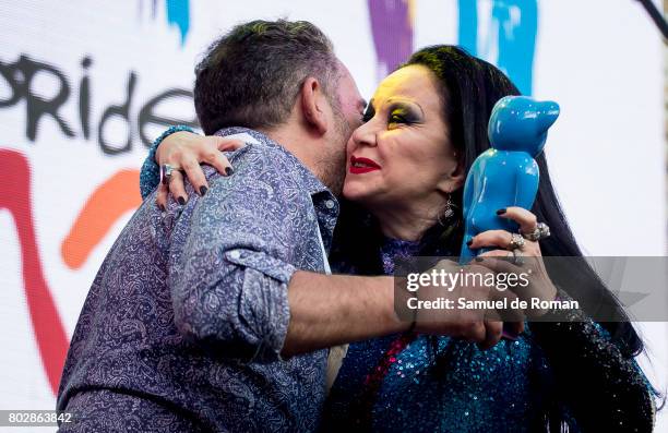 Alaska gets an award during during the opening speech at the Madrid World Pride 2017 on June 28, 2017 in Madrid, Spain.