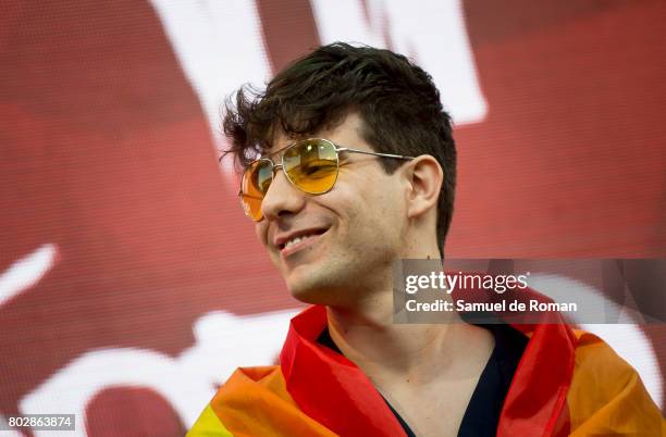 Javier Calvo during the opening speech at the Madrid World Pride 2017 on June 28, 2017 in Madrid, Spain.