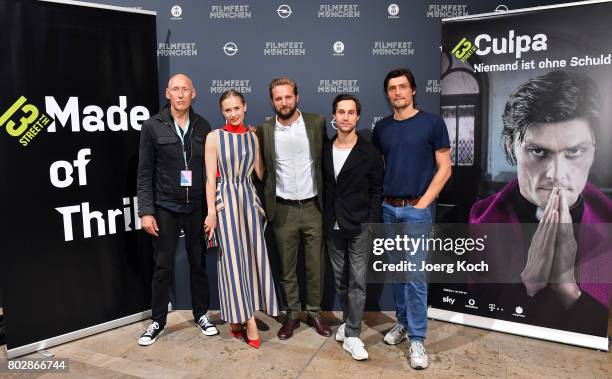 Actors Detlef Bothe, Alina Levshin, director Jano Ben Chaabane, Ludwig Trepte and Stipe Erceg attend the 'Culpa - Niemand ist ohne Schuld' screening...