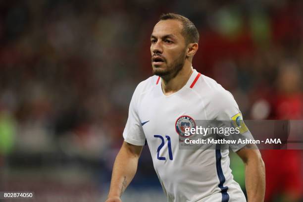 Marcelo Diaz of Chile looks on during the FIFA Confederations Cup Russia 2017 Semi-Final match between Portugal and Chile at Kazan Arena on June 28,...