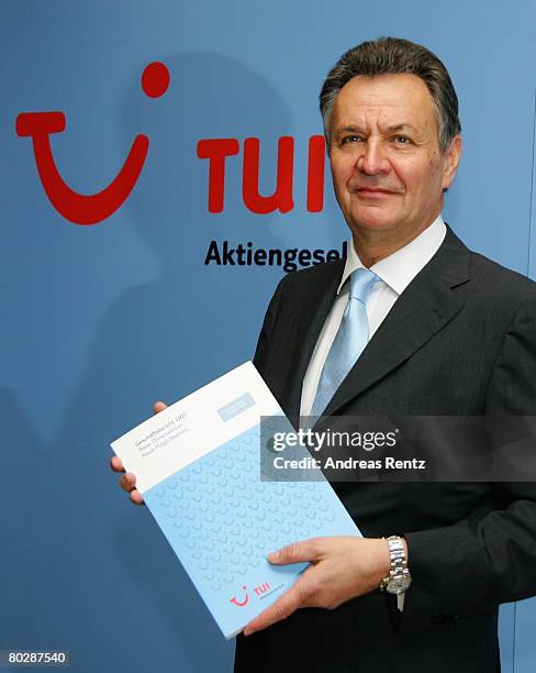 Michael Frenzel, chairman of German tourism, travel and shipping group giant TUI AG looks on prior to the annual press conference on March 18, 2008...