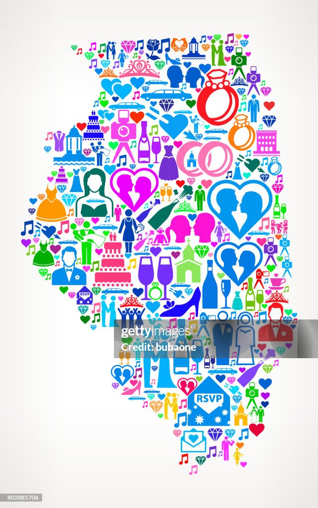 Illinois Wedding and Love Vector Graphic