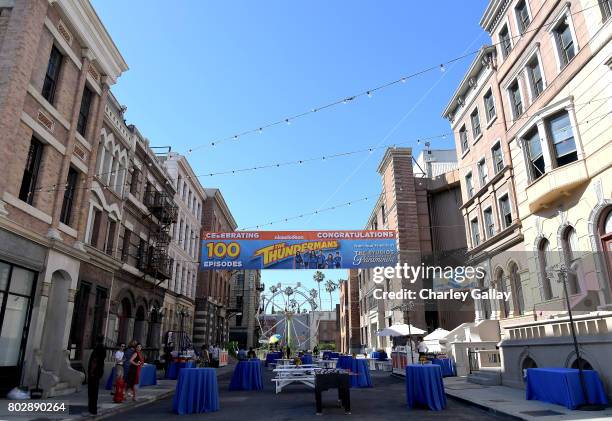 View of the atmosphere at the 100th episode celebration of Nickelodeon's The Thundermans at Paramount Studios on June 28, 2017 in Hollywood,...