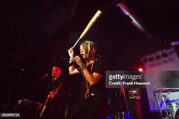 Robbie Chater, Eliza Wolfgramm and Spank Rock of the Australian band The Avalanches perform live on stage during a concert at the Festsaal Kreuzberg...