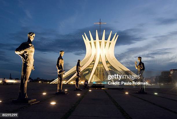 cathedral in brasilia. brazil. - distrito federal brasilia stock pictures, royalty-free photos & images