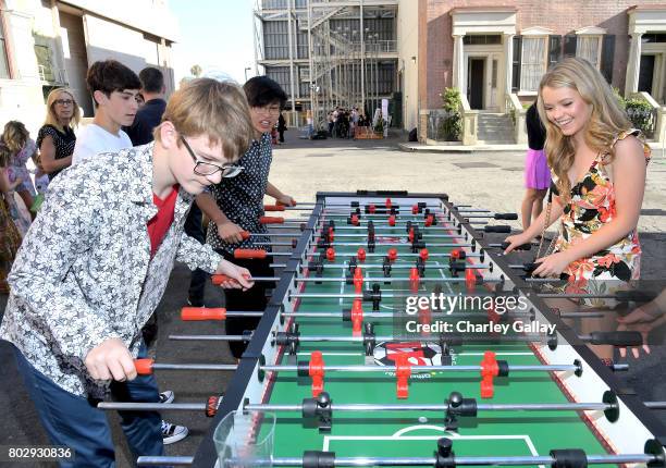 Actors Aidan Miner and Jade Pettyjohn celebrate the 100th episode of Nickelodeon's The Thundermans at Paramount Studios on June 28, 2017 in...