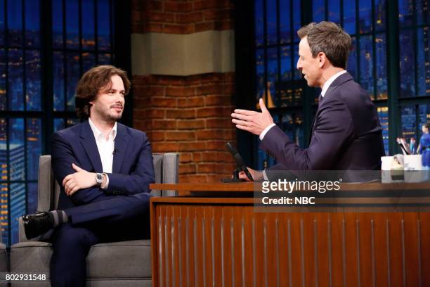Episode 550 -- Pictured: Director Edgar Wright during an interview with host Seth Meyers on June 28, 2017 --