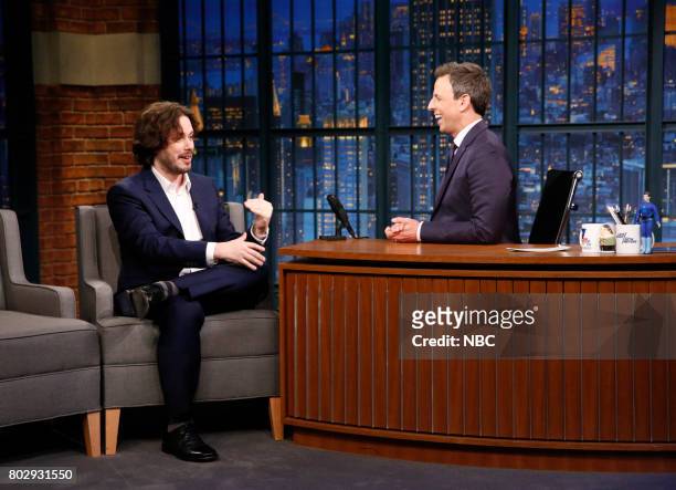 Episode 550 -- Pictured: Director Edgar Wright during an interview with host Seth Meyers on June 28, 2017 --