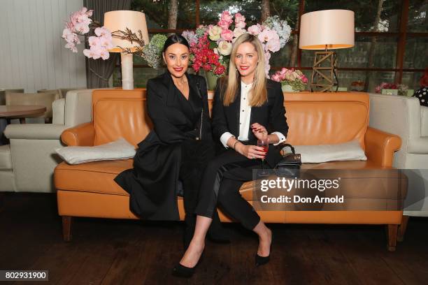 Terry Biviano and Sophie Faulkiner attend Kathryn Eisman's High Heel Jungle Launch at Hotel Centennial on June 29, 2017 in Sydney, Australia.