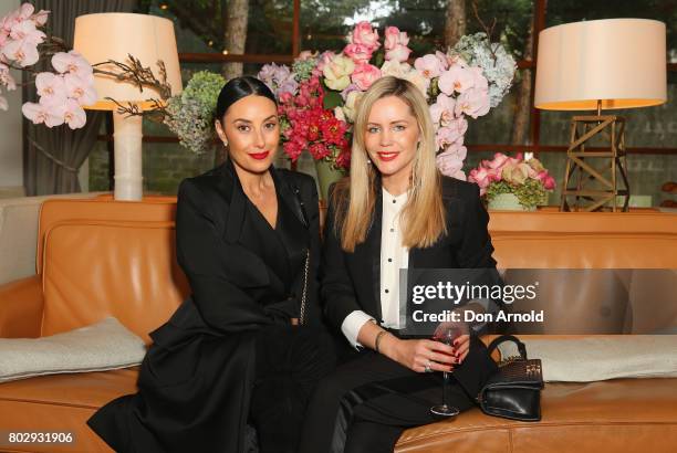 Terry Biviano and Sophie Faulkiner attend Kathryn Eisman's High Heel Jungle Launch at Hotel Centennial on June 29, 2017 in Sydney, Australia.