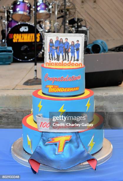 View of the atmosphere at the 100th episode celebration of Nickelodeon's The Thundermans at Paramount Studios on June 28, 2017 in Hollywood,...