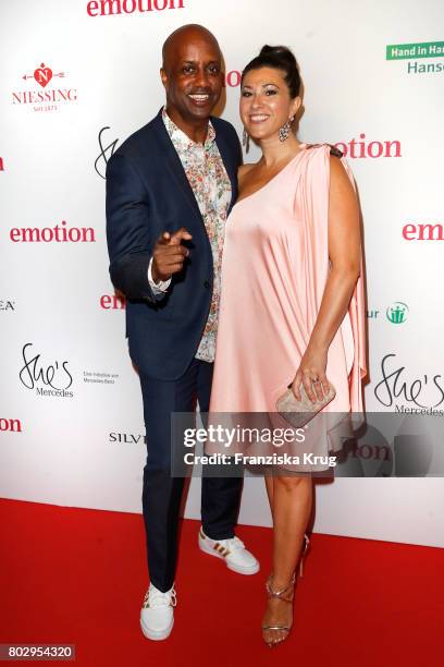 Yared Dibaba and his wife Fernanda de Sousa Dibaba attend the Emotion Award at Laeiszhalle on June 28, 2017 in Hamburg, Germany.