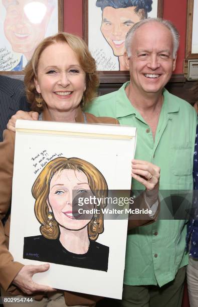 Kate Burton and Reed Birney attend the Sardi's Caricature Unveiling for Kate Burton at Sardi's on June 28, 2017 in New York City.