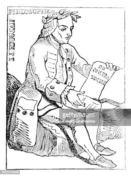 stockillustraties, clipart, cartoons en iconen met filosoof jean-jacques rousseau 1835 - jean jacques rousseau