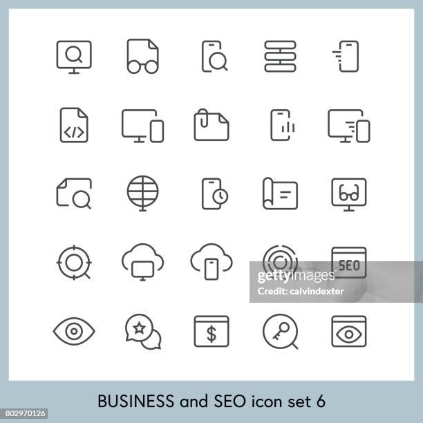 business and seo icon set 6 - proofreading stock illustrations