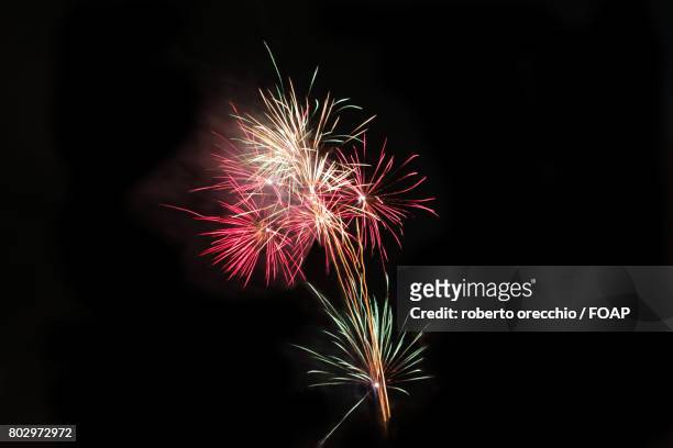 low angle view of firework display - orecchio bildbanksfoton och bilder