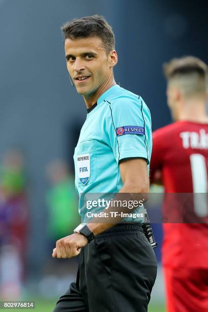 Referee Jesus Gil Manzano of Spain looks on during the UEFA European Under-21 Championship Group C match between Germany and Czech Republic at Tychy...