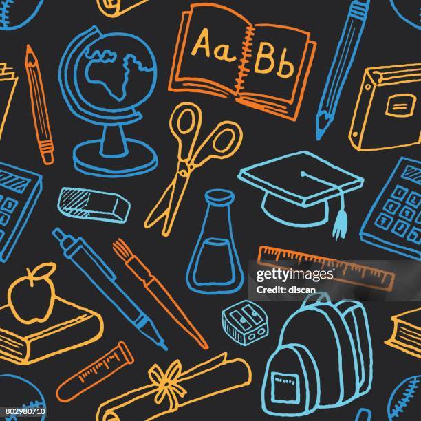 school seamless pattern - school background pattern stock illustrations