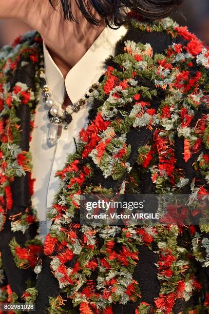 Model walks the runway during the Alexander Mcqueen Menswear Spring/Summer 2018 show as part of Paris Fashion Week on June 25, 2017 in Paris, France.