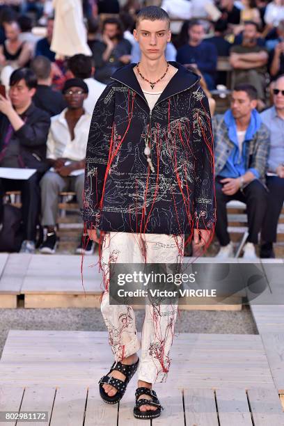 Model walks the runway during the Alexander Mcqueen Menswear Spring/Summer 2018 show as part of Paris Fashion Week on June 25, 2017 in Paris, France.