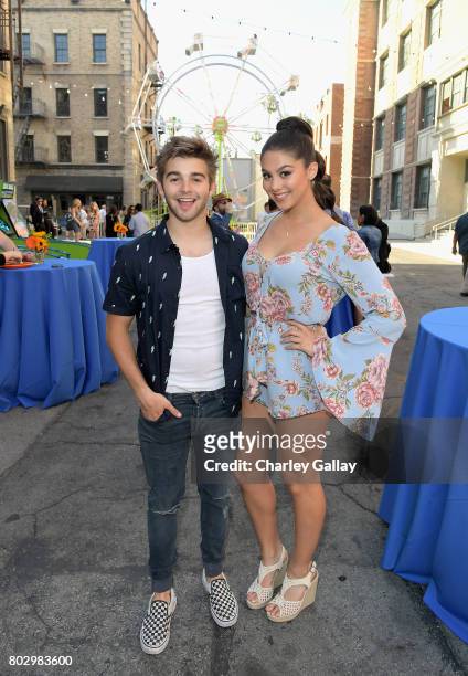 Actors Jack Griffo and Kira Kosarin celebrate the 100th episode of Nickelodeon's The Thundermans at Paramount Studios on June 28, 2017 in Hollywood,...